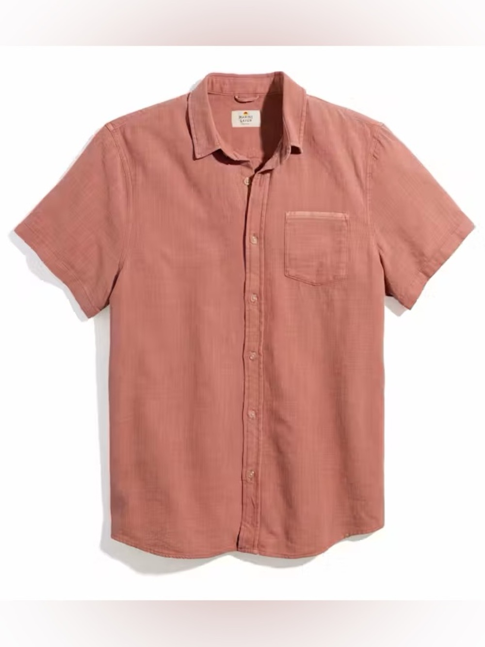 Marine Layer Short Sleeve Classic Stretch Selvage Shirt Size Medium Large orange